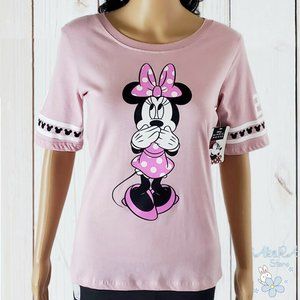 NWT MINNIE MOUSE DISNEY WOMEN'S PINK SHORT SLEEVE SIZE XS